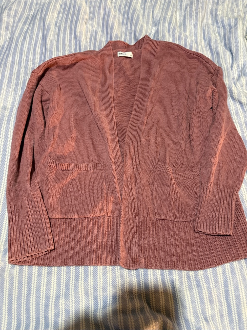 Sonoma Dusty Rose Open-Front Knit Cardigan